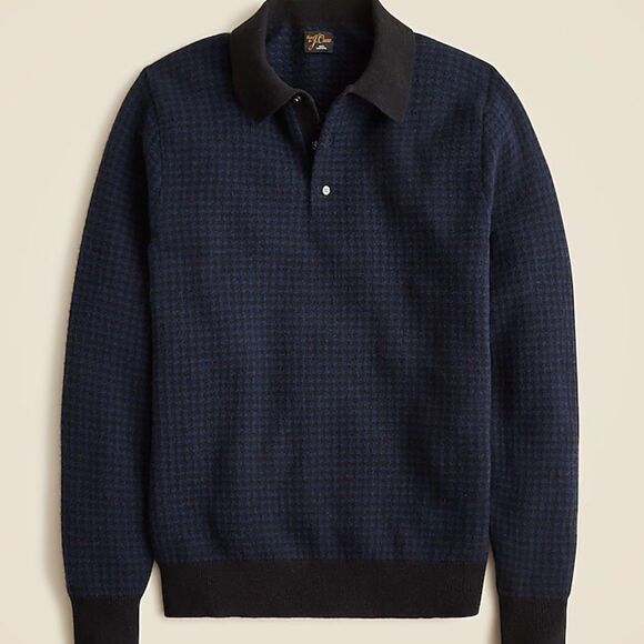 J.Crew Cashmere collared sweater in houndstooth jacquard Medium - Picture 3 of 14